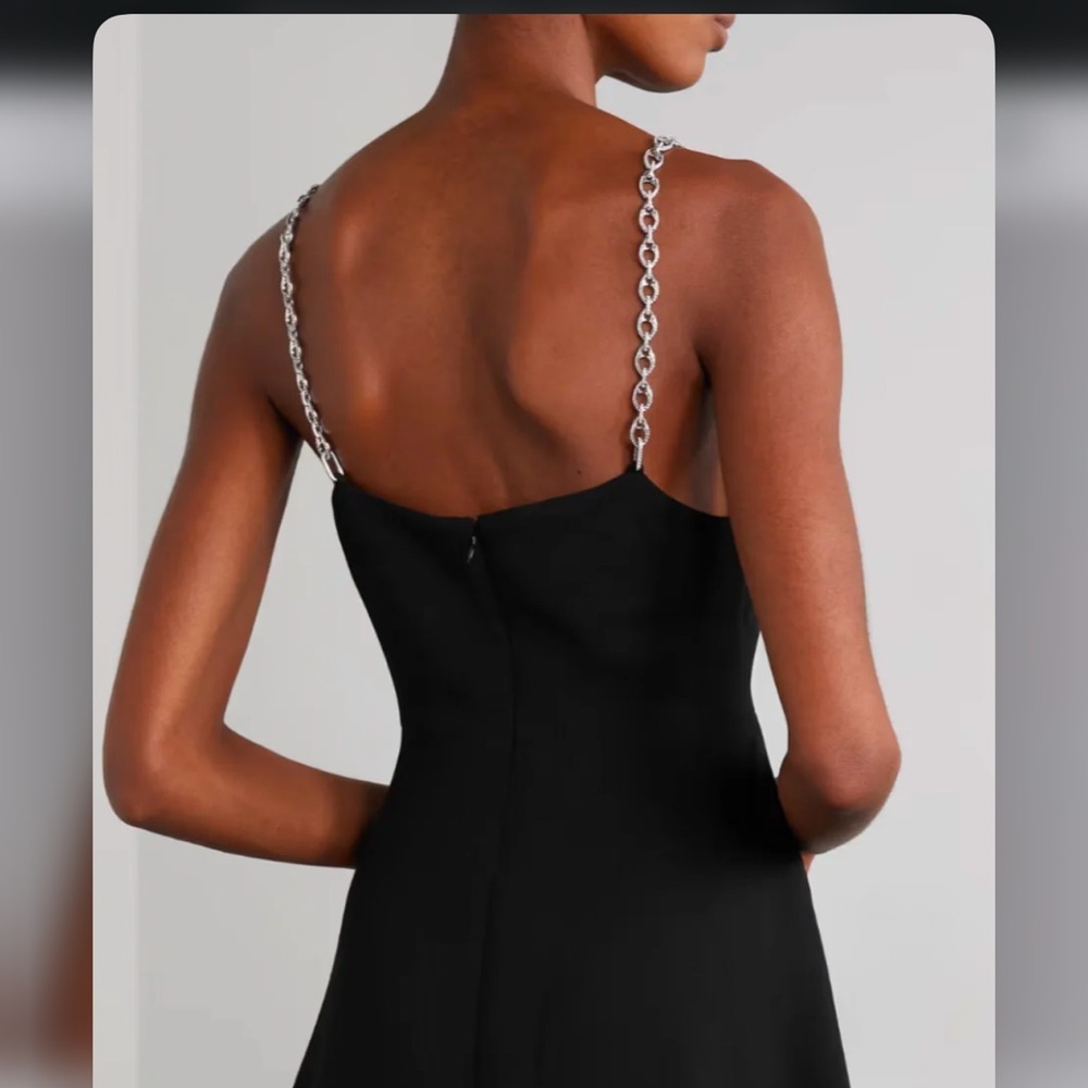 Jonathan Simkhai Ellis Crystal Strap Cut Out Mini Dress Size 4 Black/Silver - Picture 4 of 16
